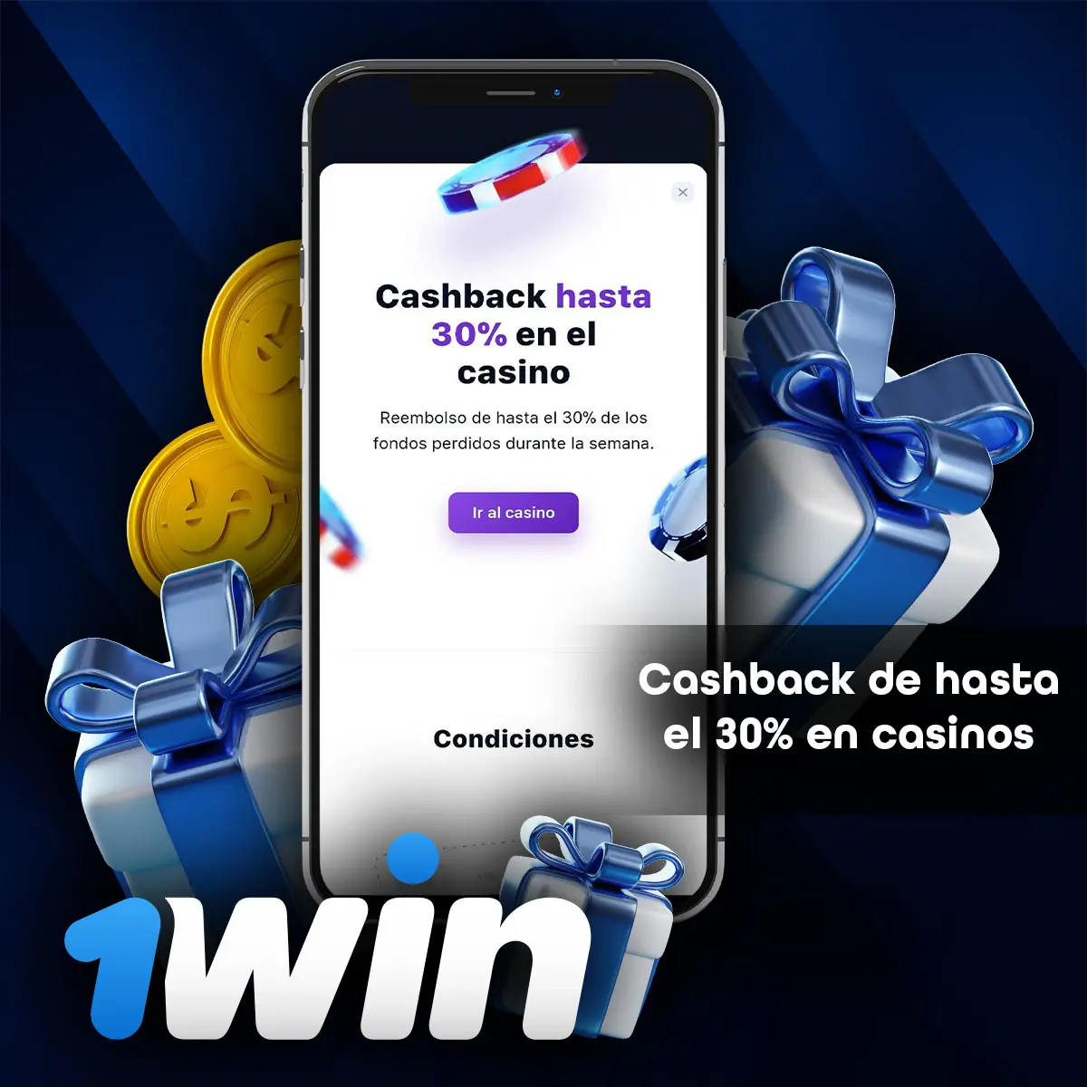 ¿Cómo obtengo el 30% de devolución en el casino 1win de México?